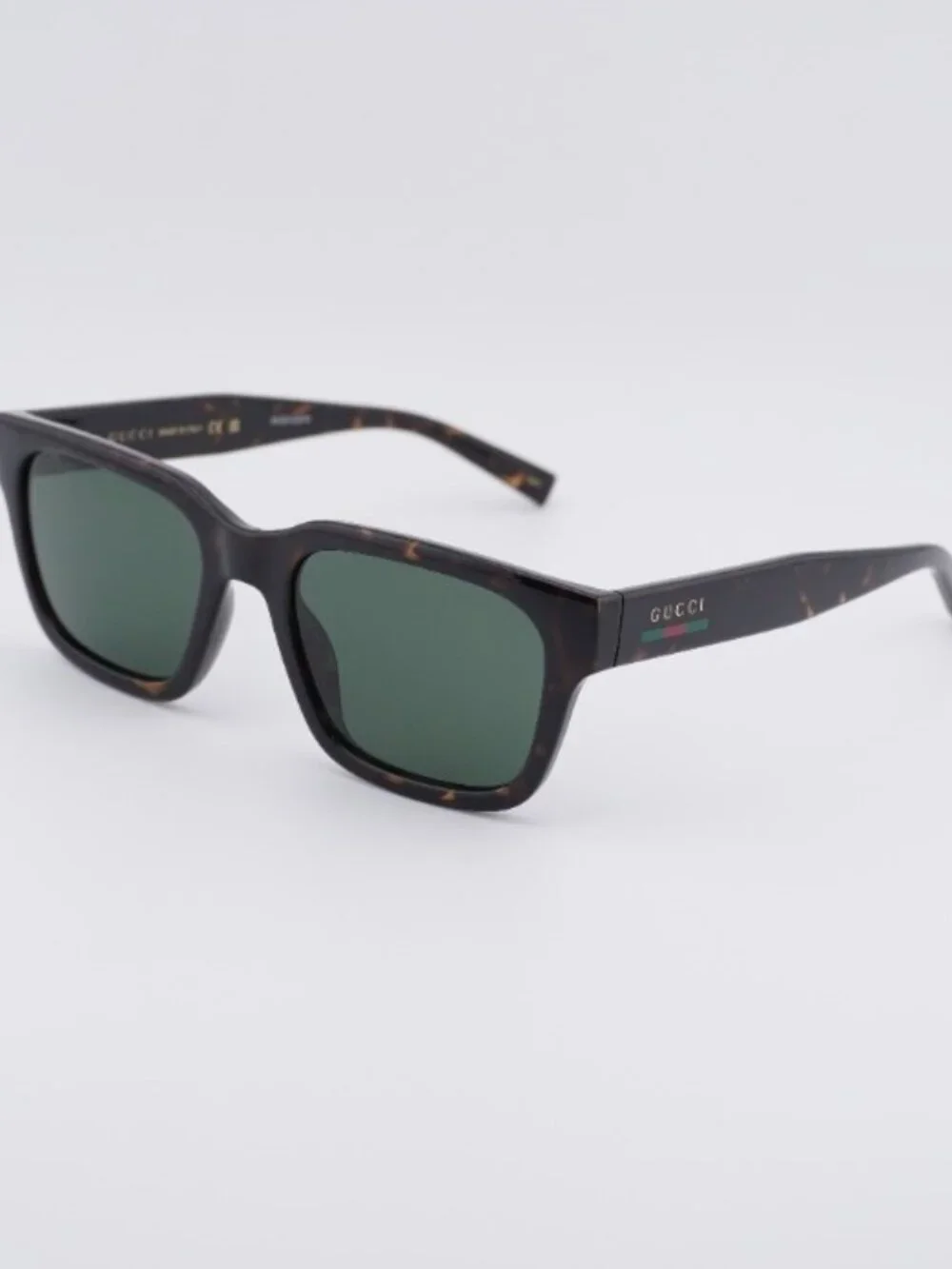 Gucci GG1857S 002 Sunglasses Havana Square Frame, Green Lenses